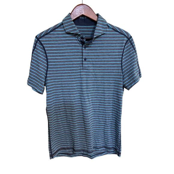Lululemon Evolution Polo Lookout Stripe Heathered Navy Heathered Poseidon - M - Picture 3 of 6